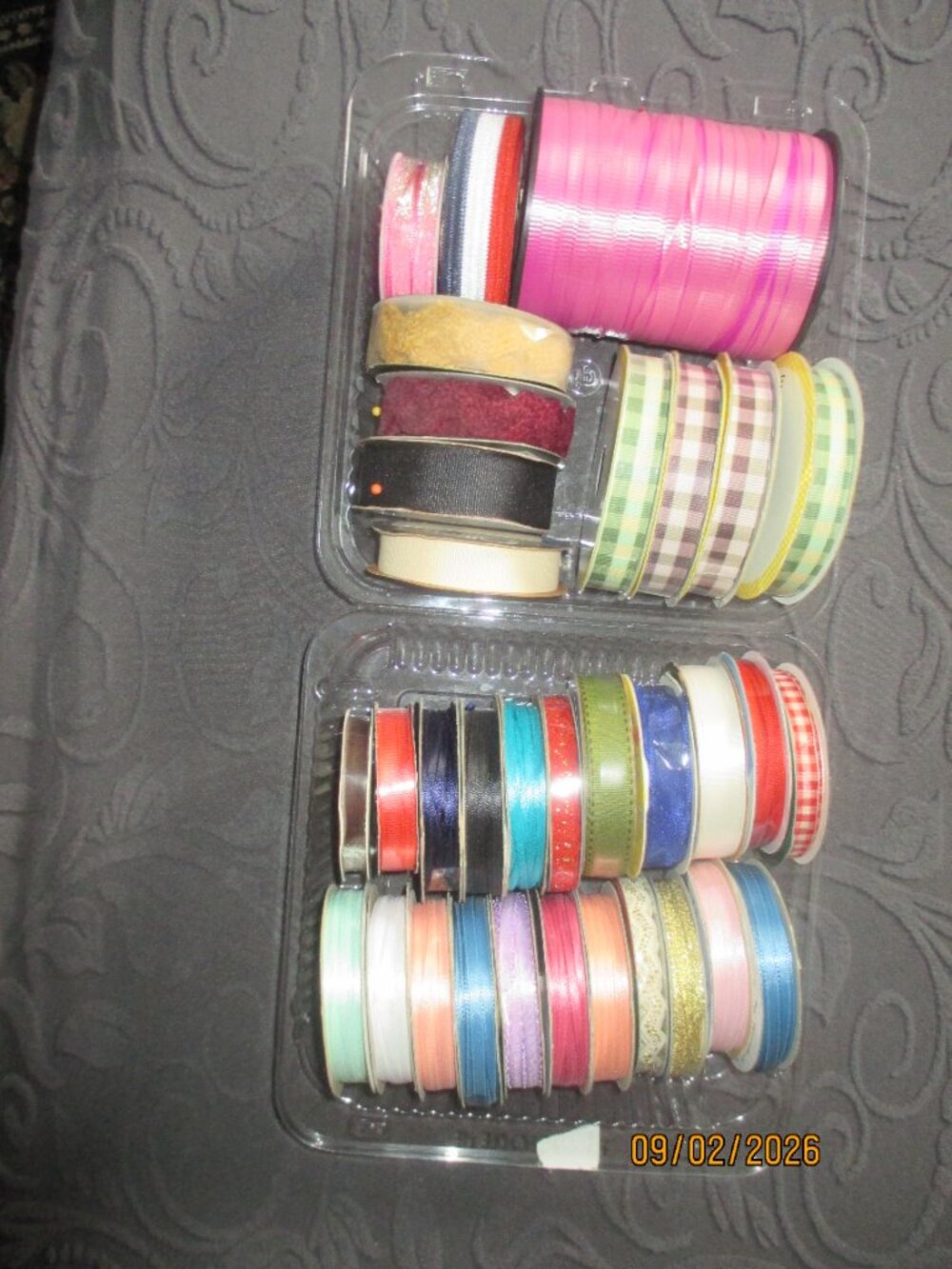 33 SPOOLS RIBBON/NEW-USED/VARIOUS COLORS & PRINTS